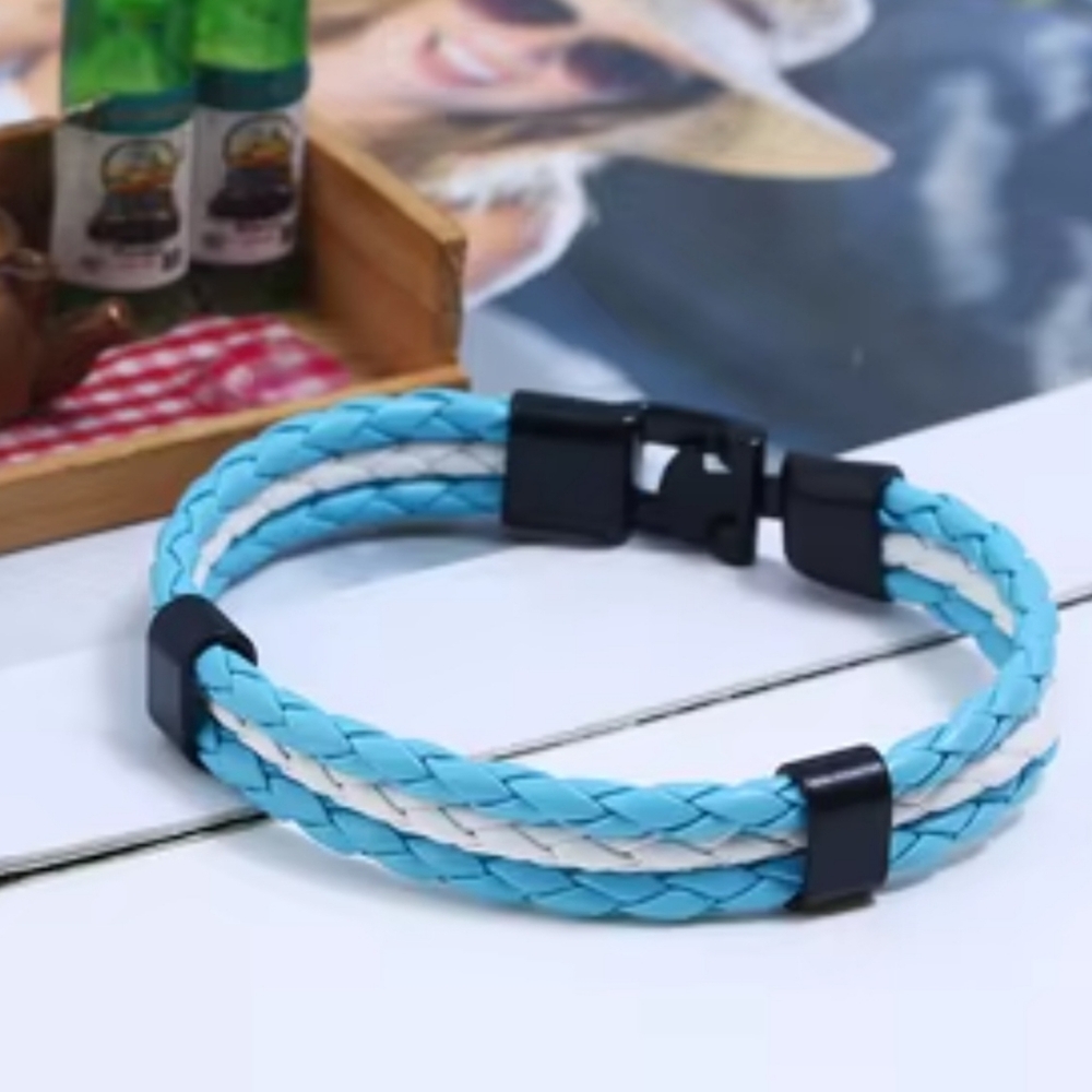 Blue and White Braided Bracelet